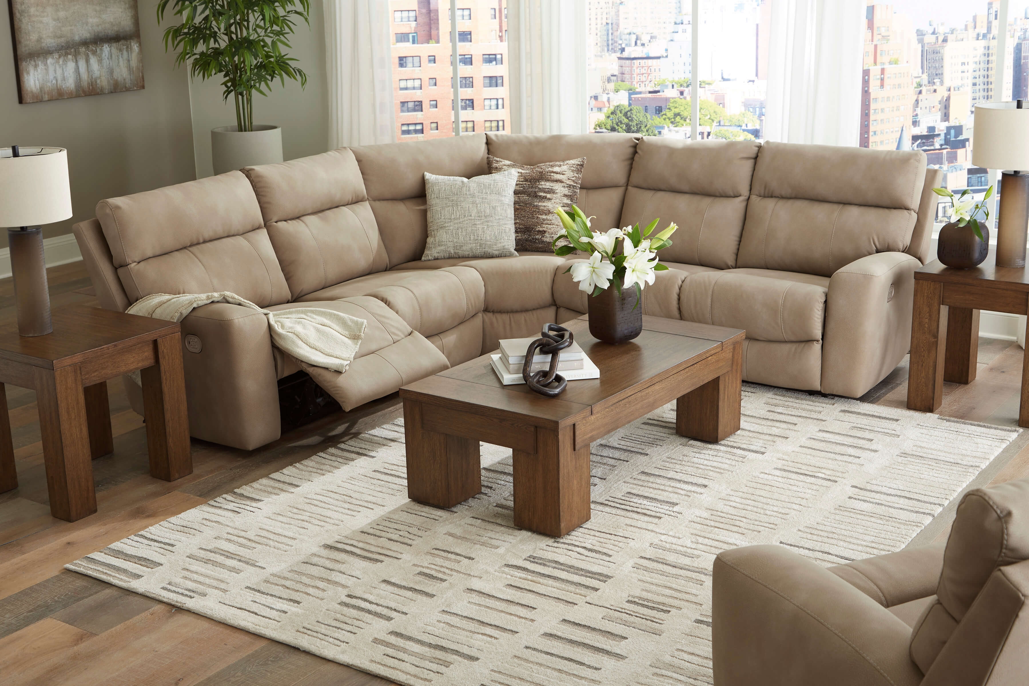 Next-Gen DuraPella 5-Piece Polyester/PU Power Reclining Sectional Sofa