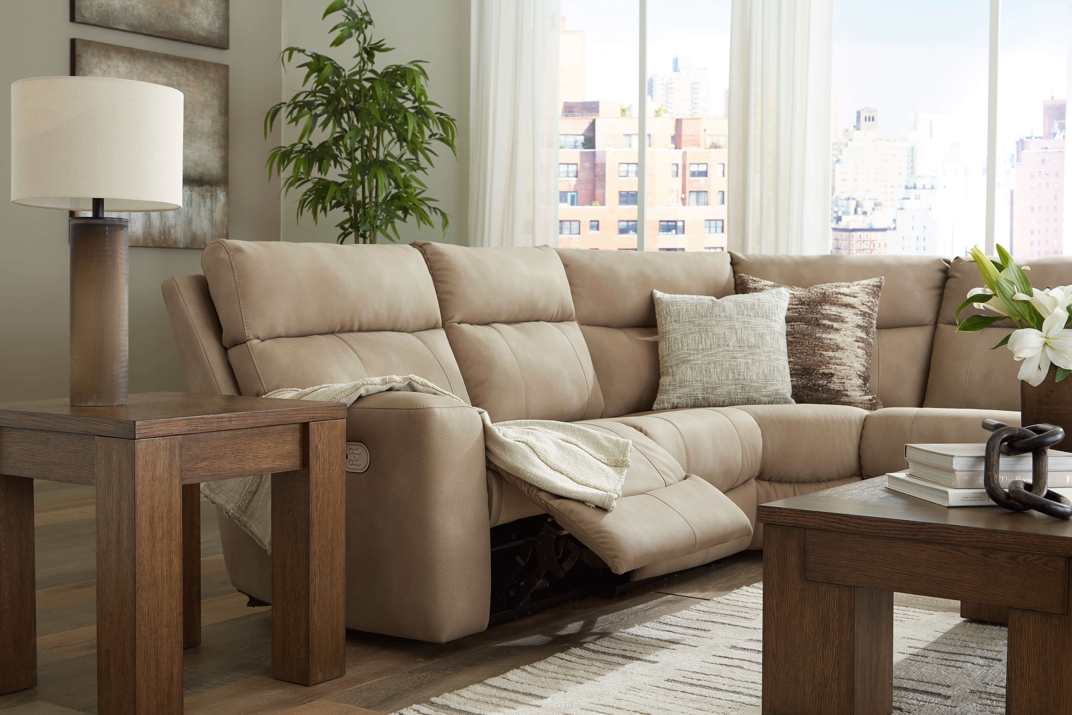 Next-Gen DuraPella 5-Piece Polyester/PU Power Reclining Sectional Sofa