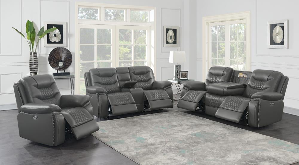 Flamenco Tufted Leatherette Power Sofa