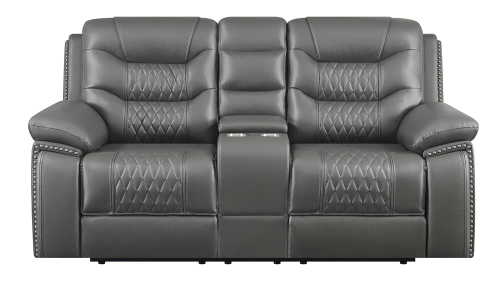 Flamenco Tufted Leatherette Power Loveseat with Console