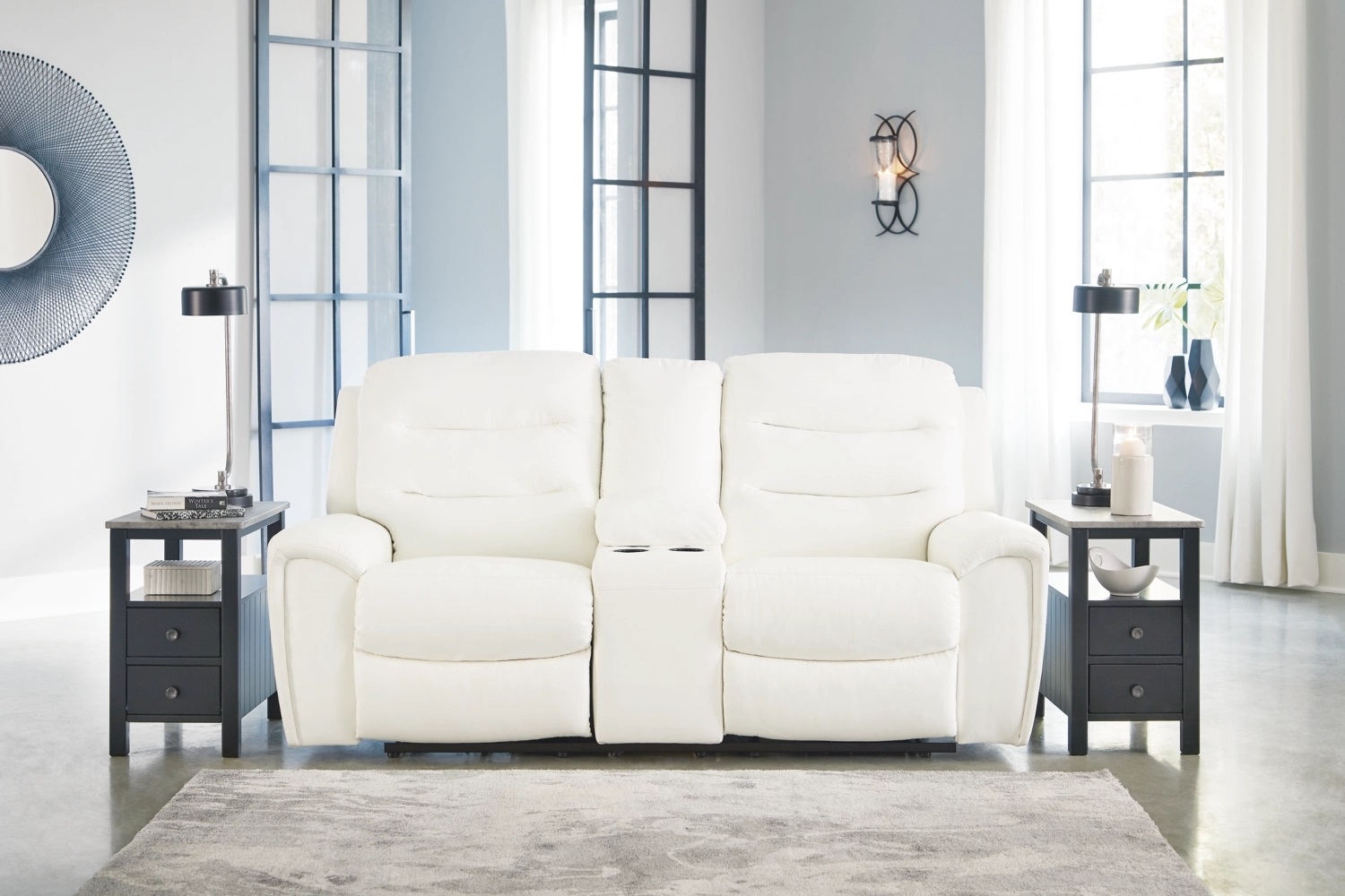 Warlin Faux Leather Power Reclining Loveseat w/Console