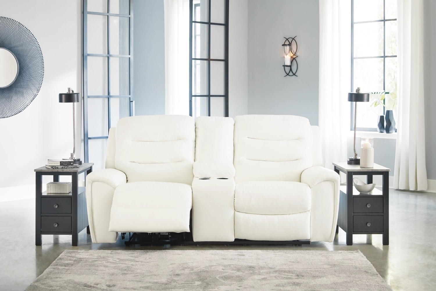 Warlin Faux Leather Power Reclining Loveseat w/Console