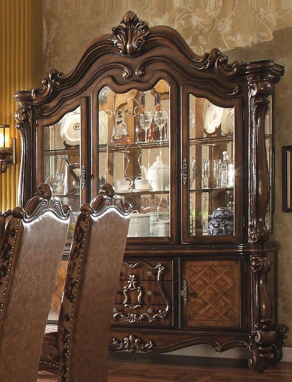 Versailles PU/Fabric/Wood 120"L Dining Set by ACME