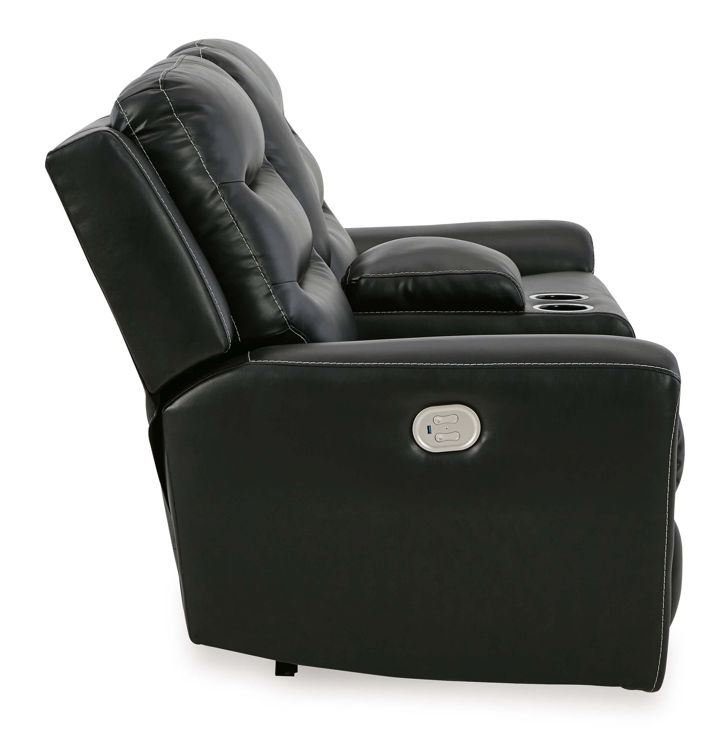 Ashley Warlin Faux Leather Loveseat Side