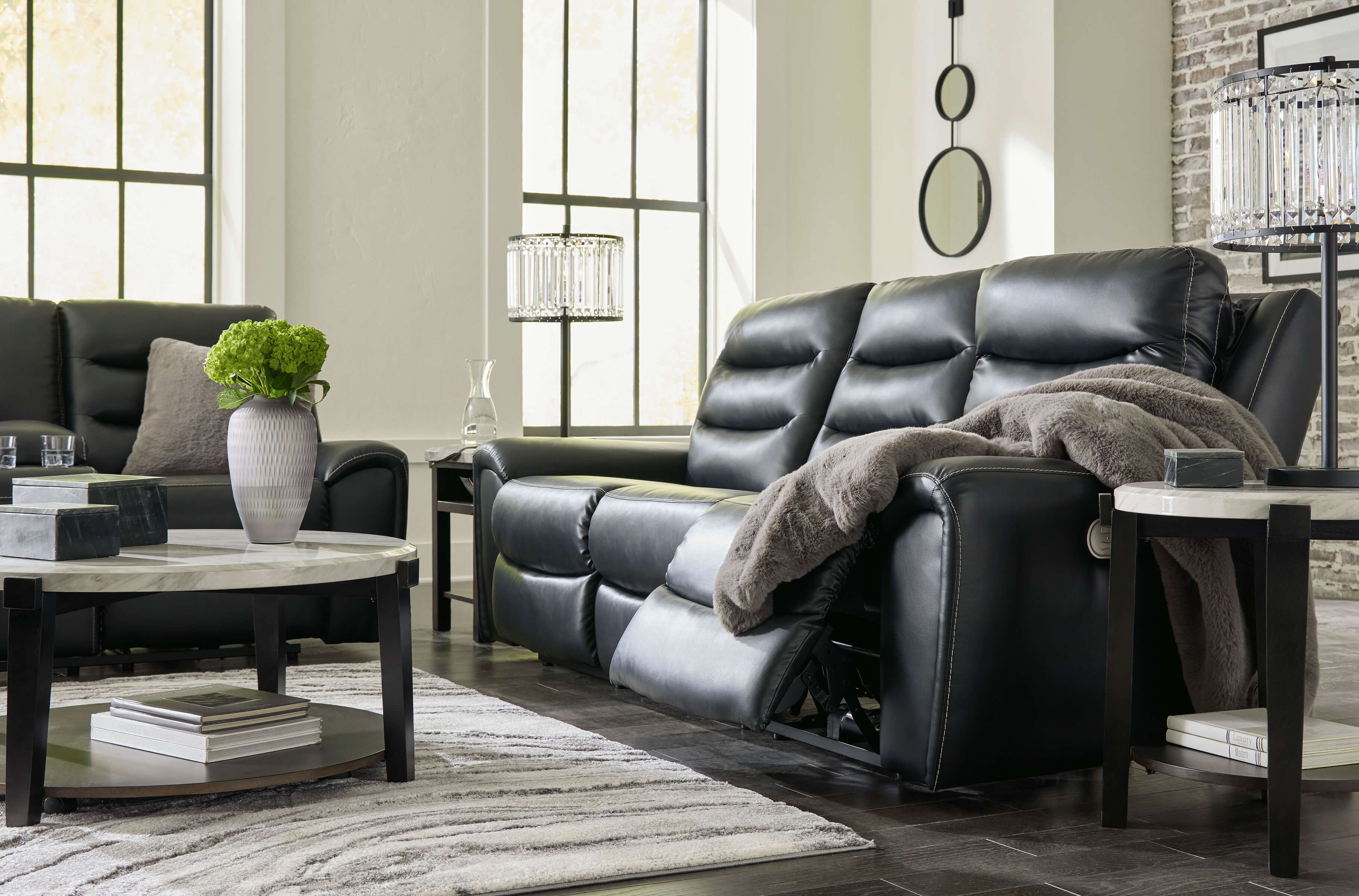 Ashley Warlin Faux Leather Sofa Set