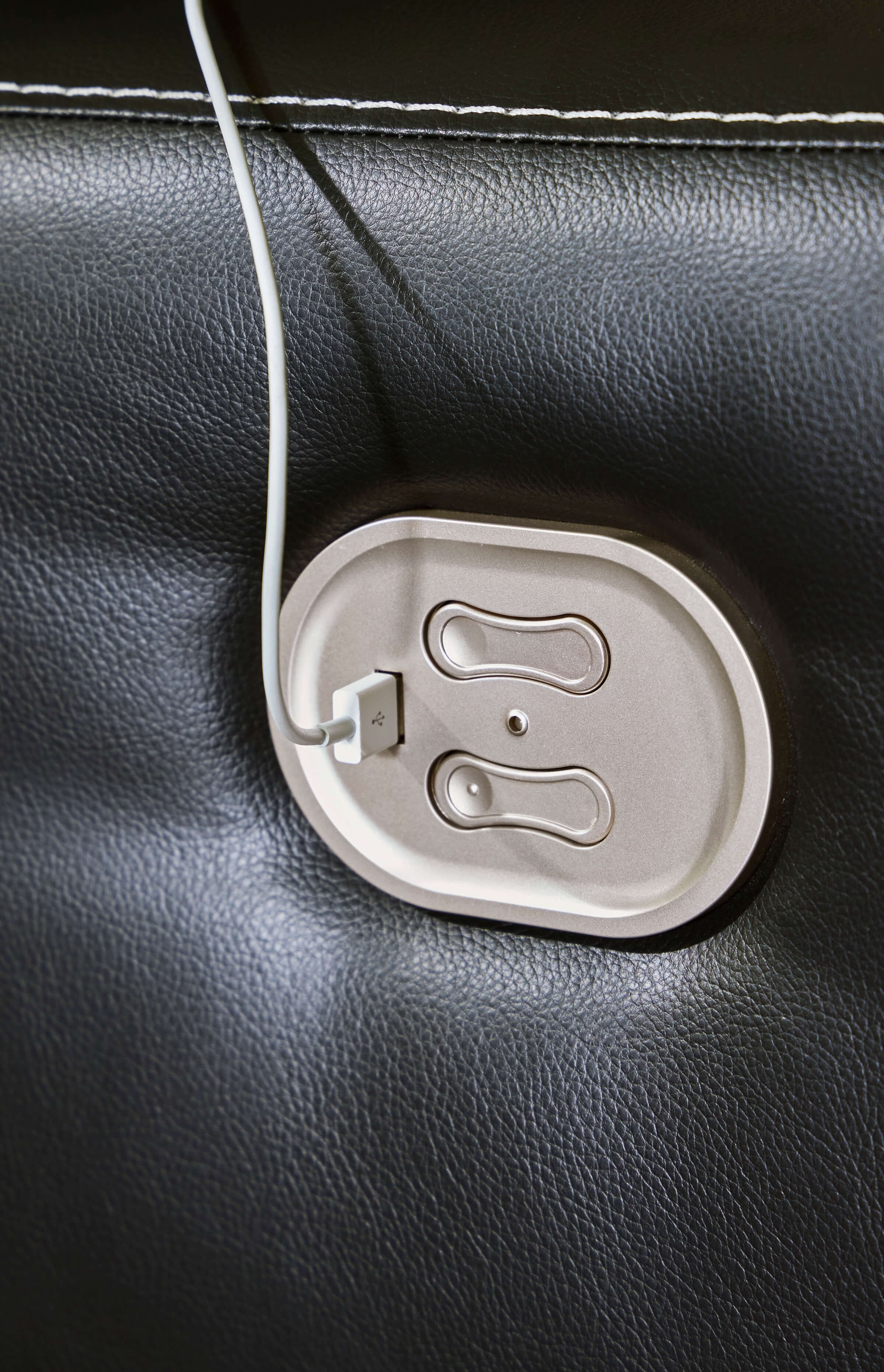 Ashley Warlin Faux Leather Loveseat USB Point