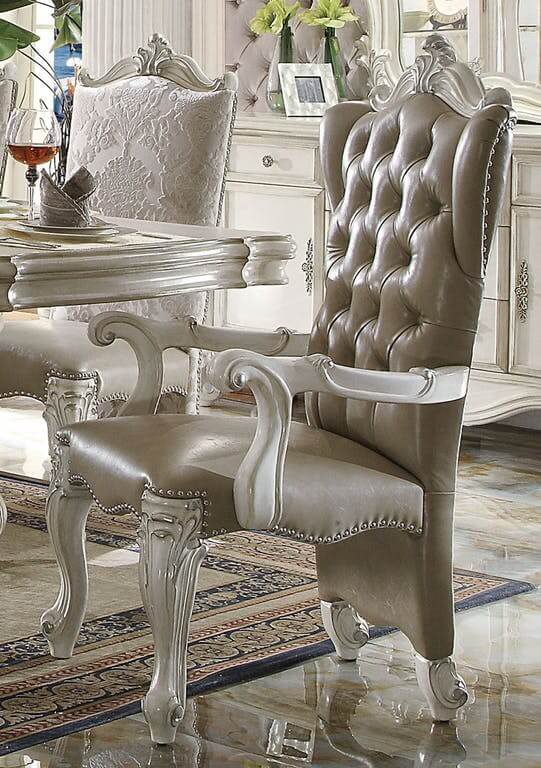Versailles PU/Fabric/Wood 120"L Dining Set by ACME