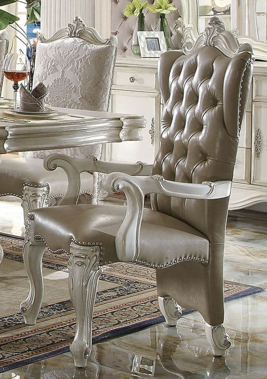 Versailles PU/Fabric/Wood 120"L Dining Set by ACME