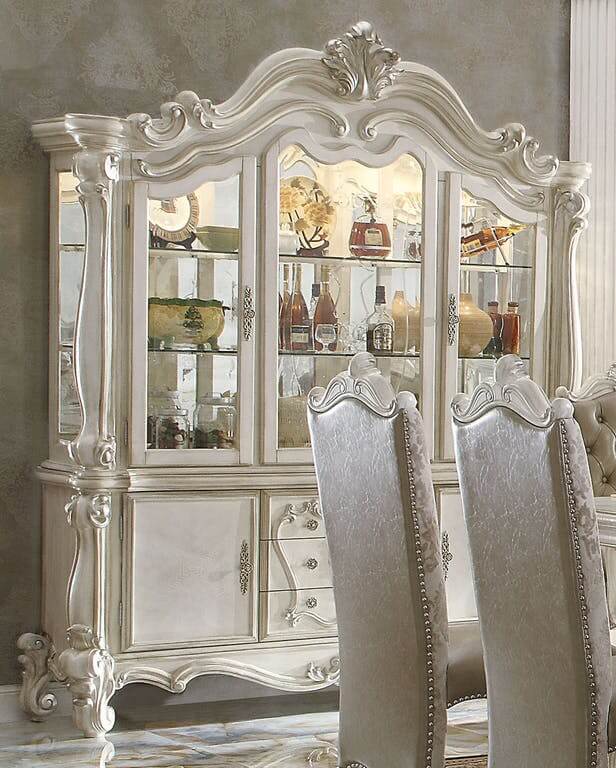 Versailles PU/Fabric/Wood 120"L Dining Set by ACME