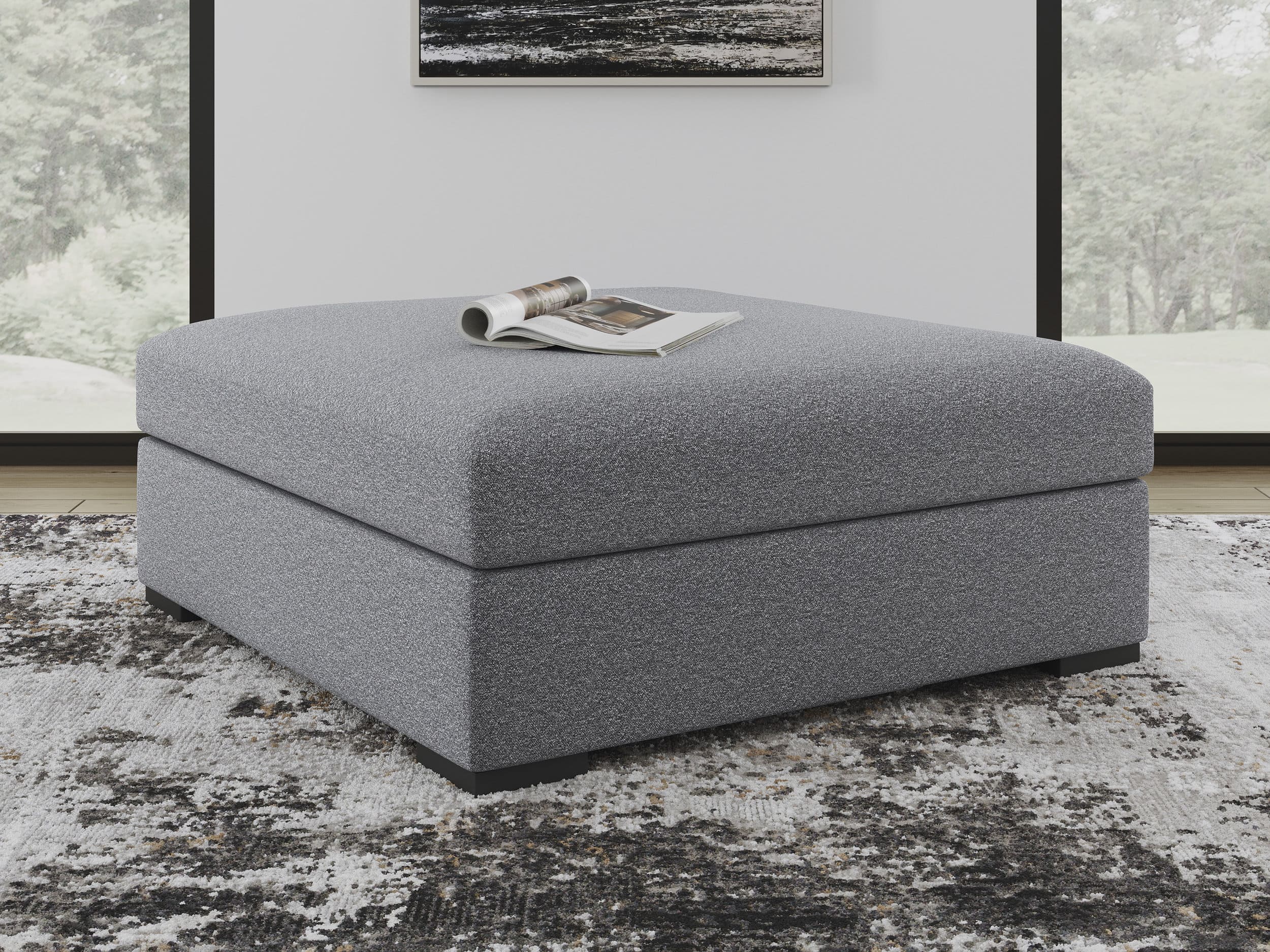 Bealton 38" Square Oversized Accent Ottoman - Salt & Pepper Gray Polyester