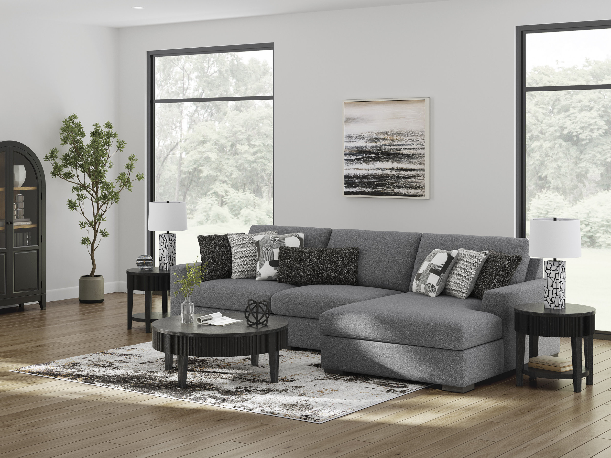Bealton 3-Piece Fabric Sectional Sofa w/Right Arm Chaise Facing