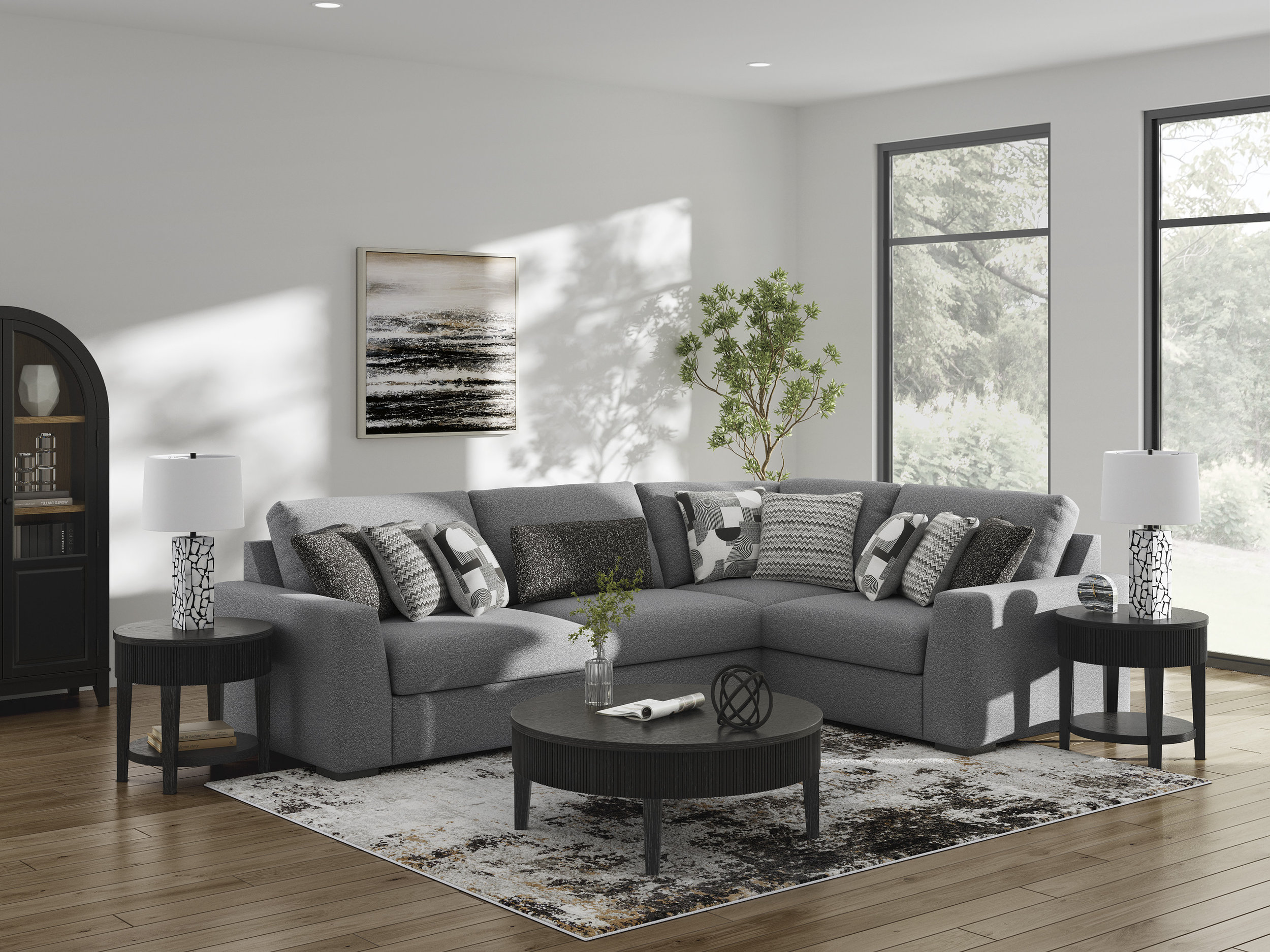 Bealton 4-Piece Fabric L-Shaped Sectional Sofa w/Right Chaise