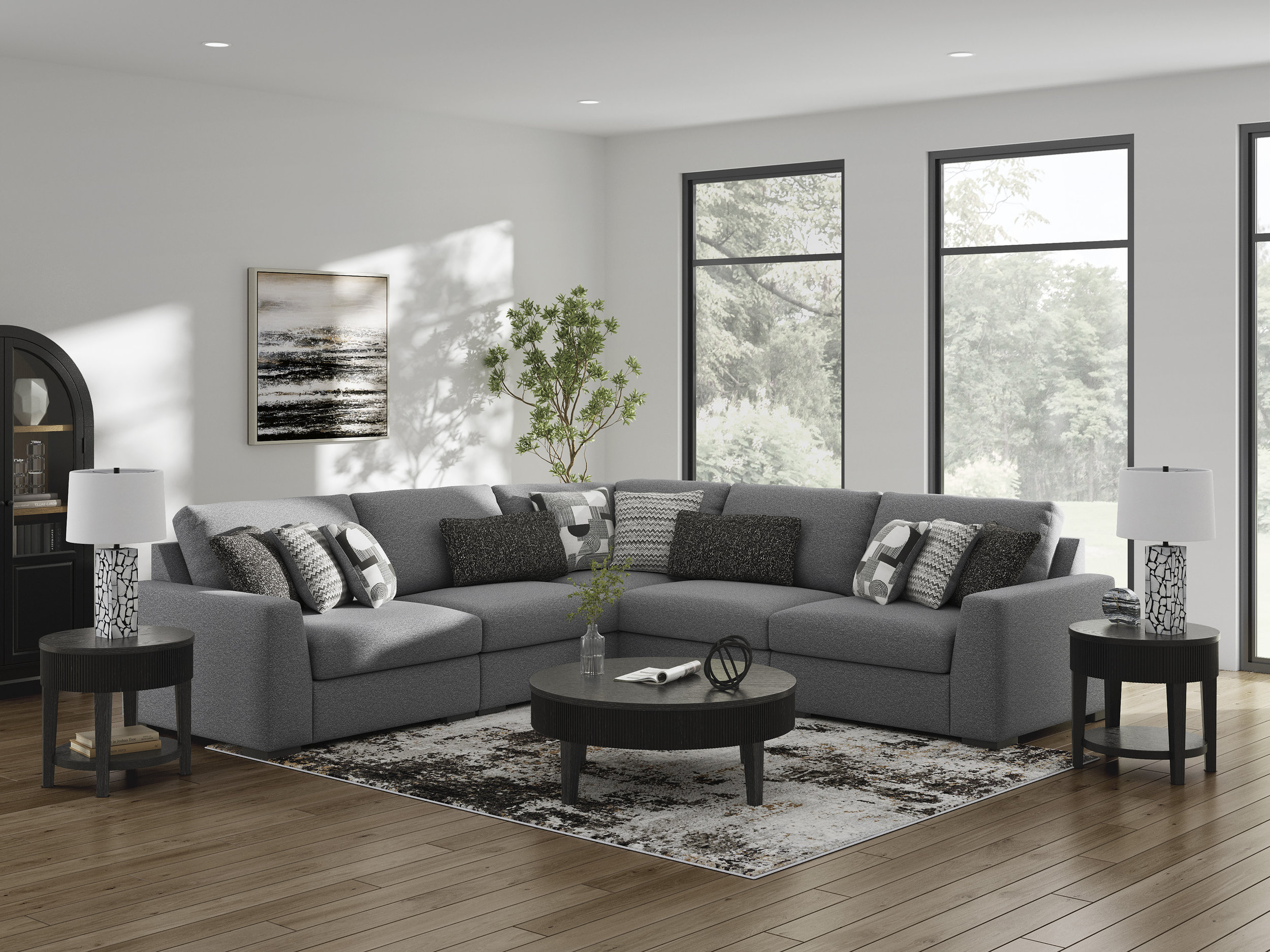 Bealton 5-Piece Fabric L-Shaped Sectional Sofa
