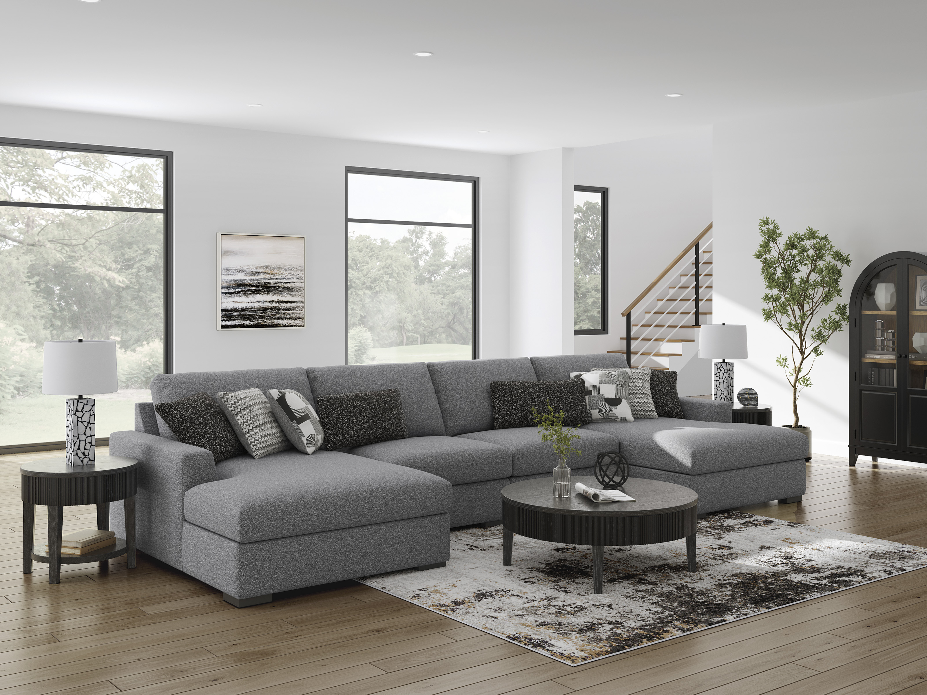 Bealton Fabric 4-Piece Sectional Sofa w/Double Chaise