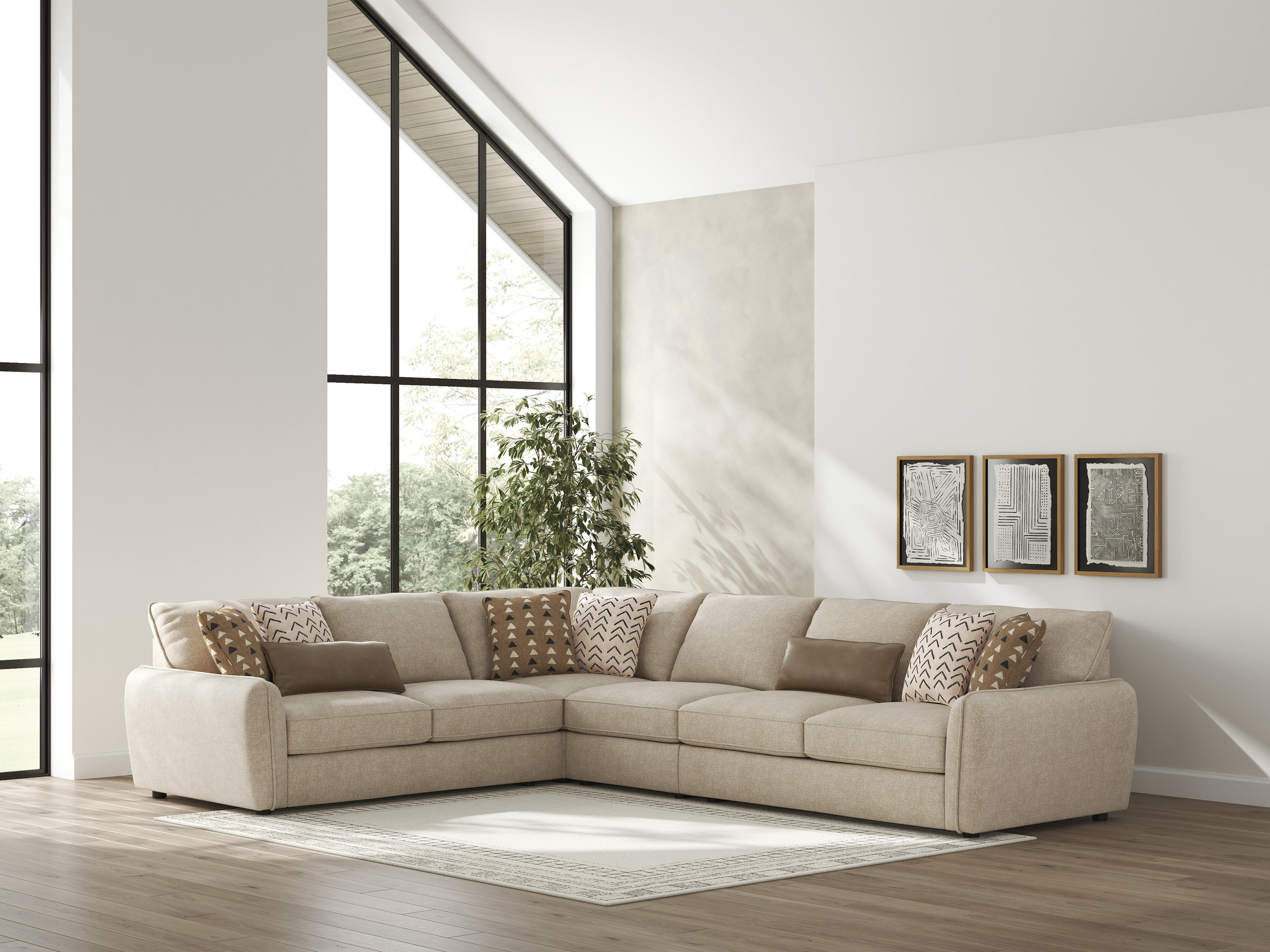 Seyler 4-Piece Fabric L-Shaped Sectional Sofa