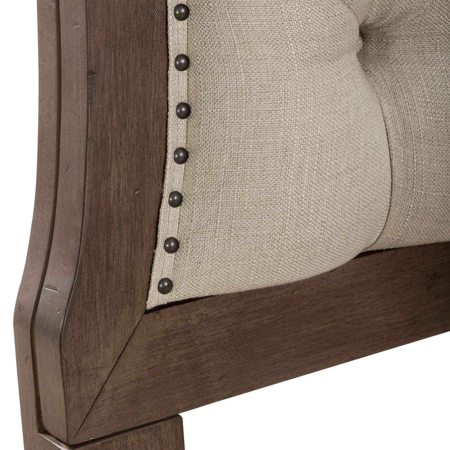 Americana Farmhouse Linen/Wood Queen Size Shelter Platform Bed