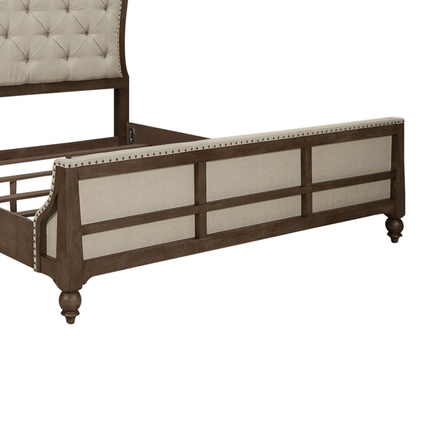 Americana Farmhouse Linen/Wood Queen Size Shelter Platform Bed