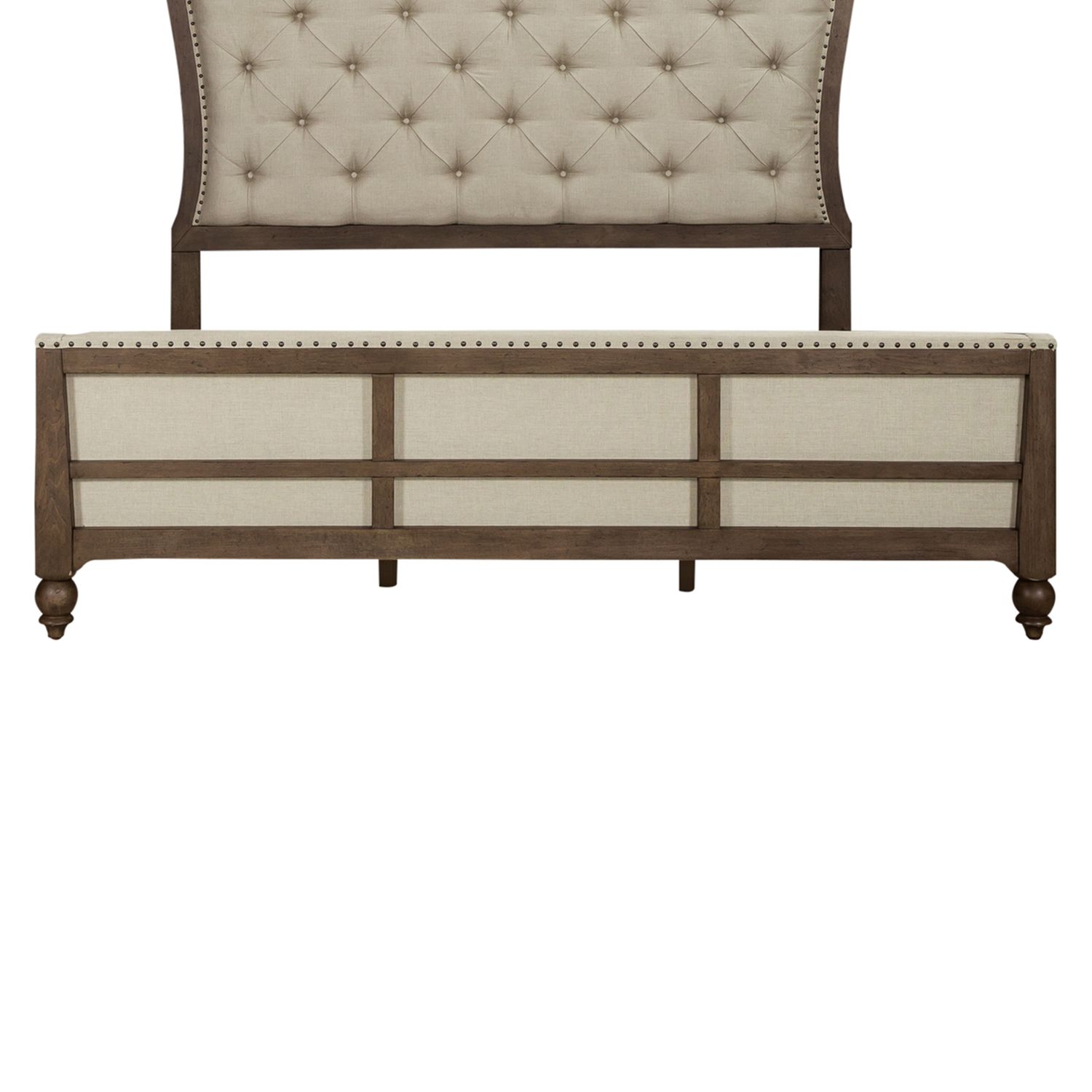 Americana Farmhouse Linen/Wood Queen Size Shelter Platform Bed