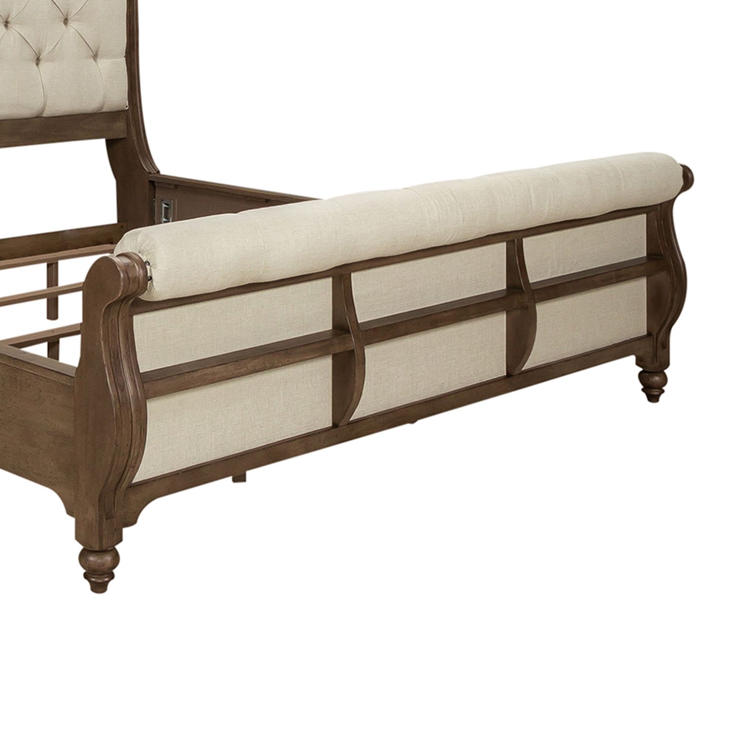 Americana Farmhouse Linen Sleigh Wood Bedroom Set