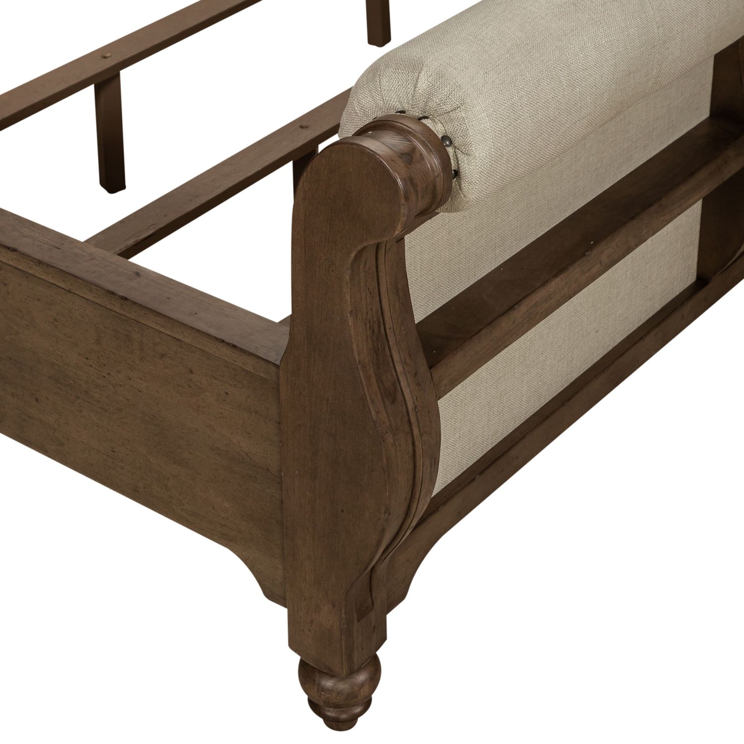 Americana Farmhouse Linen/Wood King Size Sleigh Bed