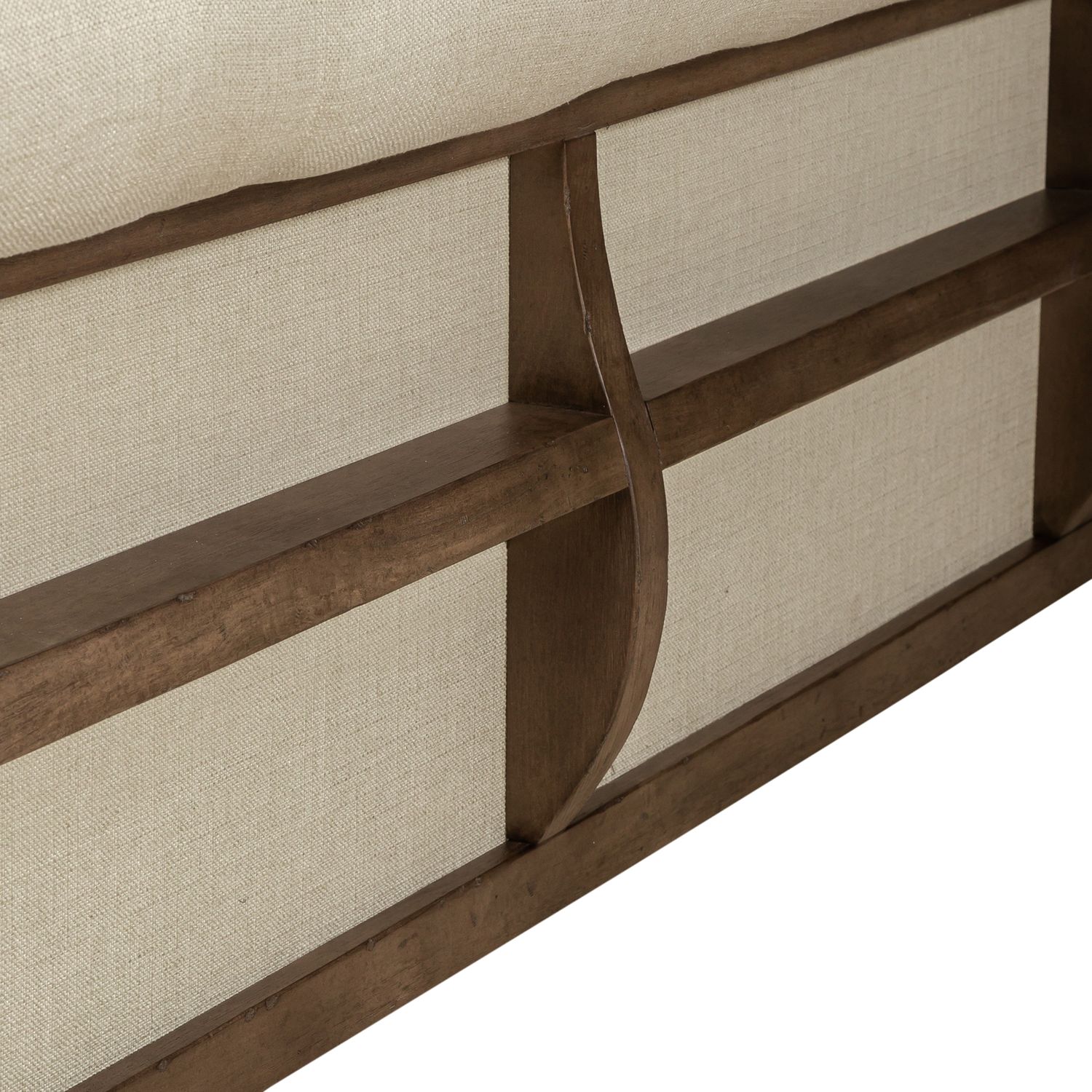 Americana Farmhouse Linen Upholstered Wood Sleigh Bed