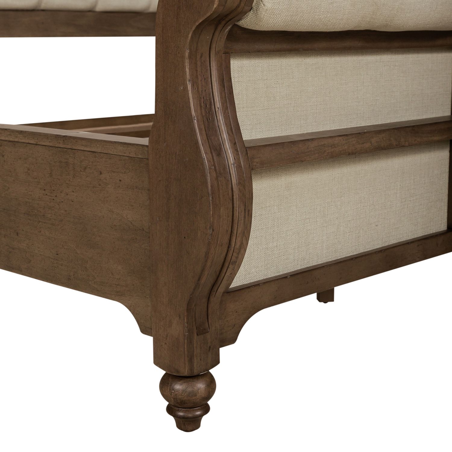 Americana Farmhouse Linen/Wood California King Size Sleigh Bed