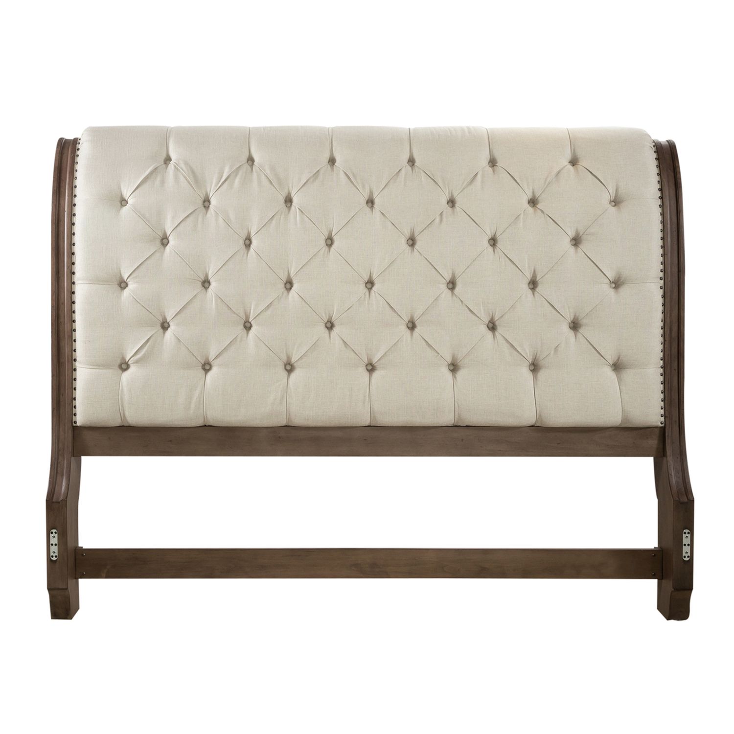 Americana Farmhouse Linen Upholstered Wood Sleigh Bed