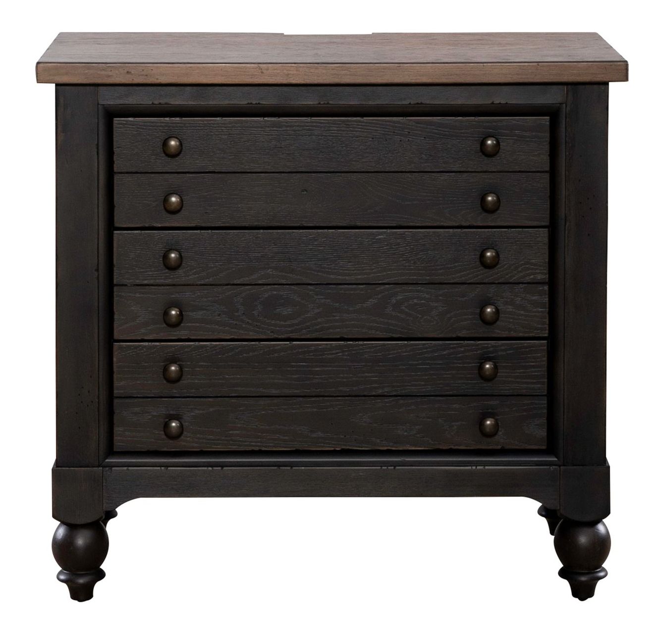 Americana Farmhouse Wood 3-Drawer Bedside Chest w/Charging Station