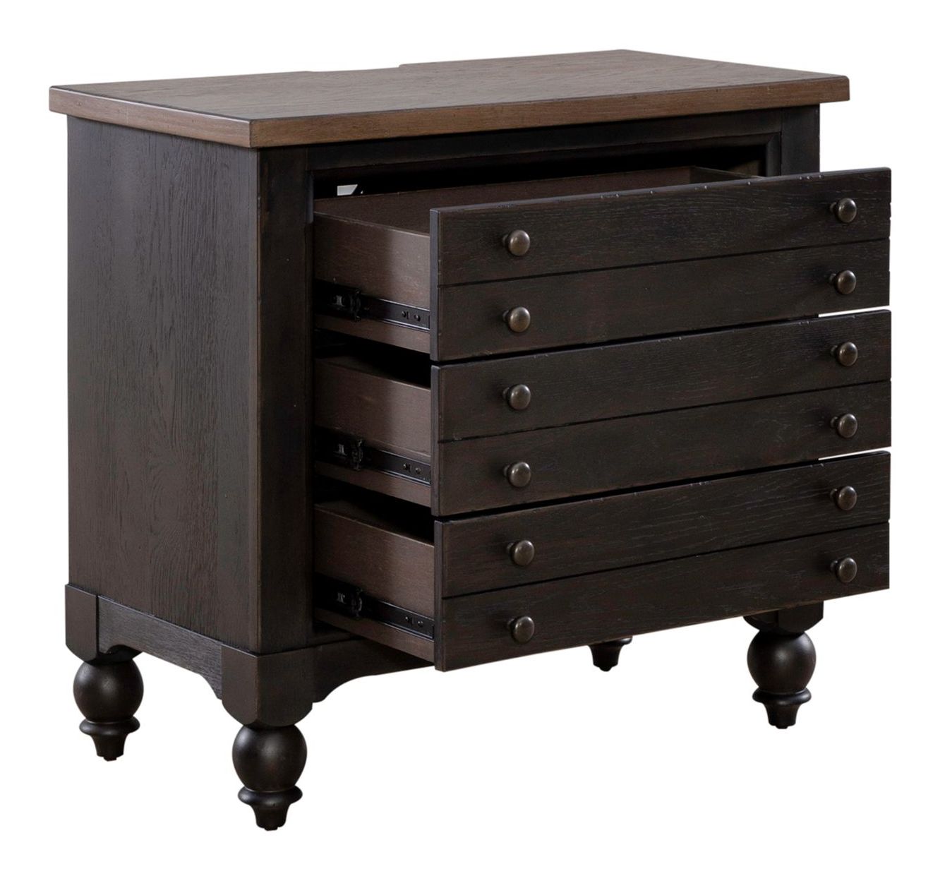 Americana Farmhouse Wood 3-Drawer Bedside Chest w/Charging Station