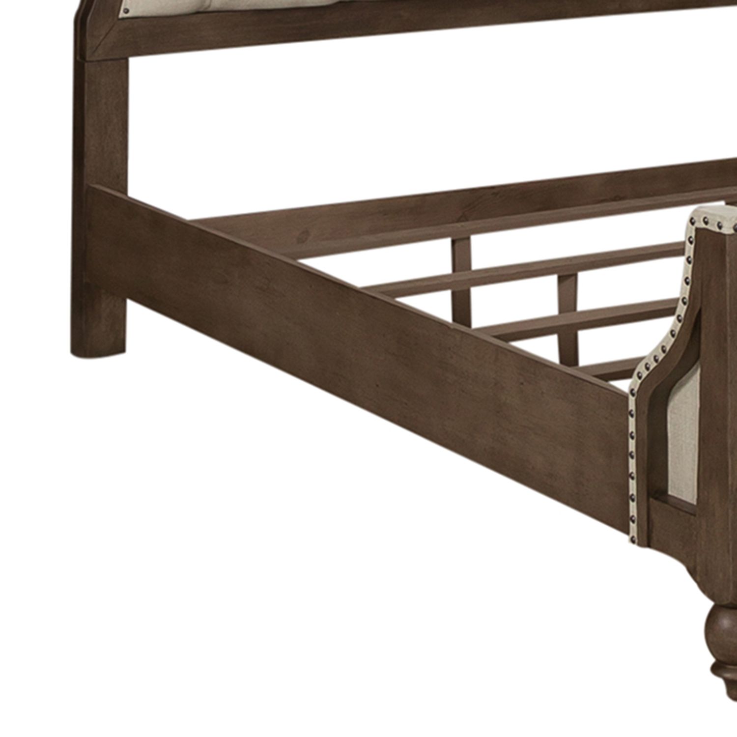Americana Farmhouse Linen/Wood Queen Size Shelter Platform Bed