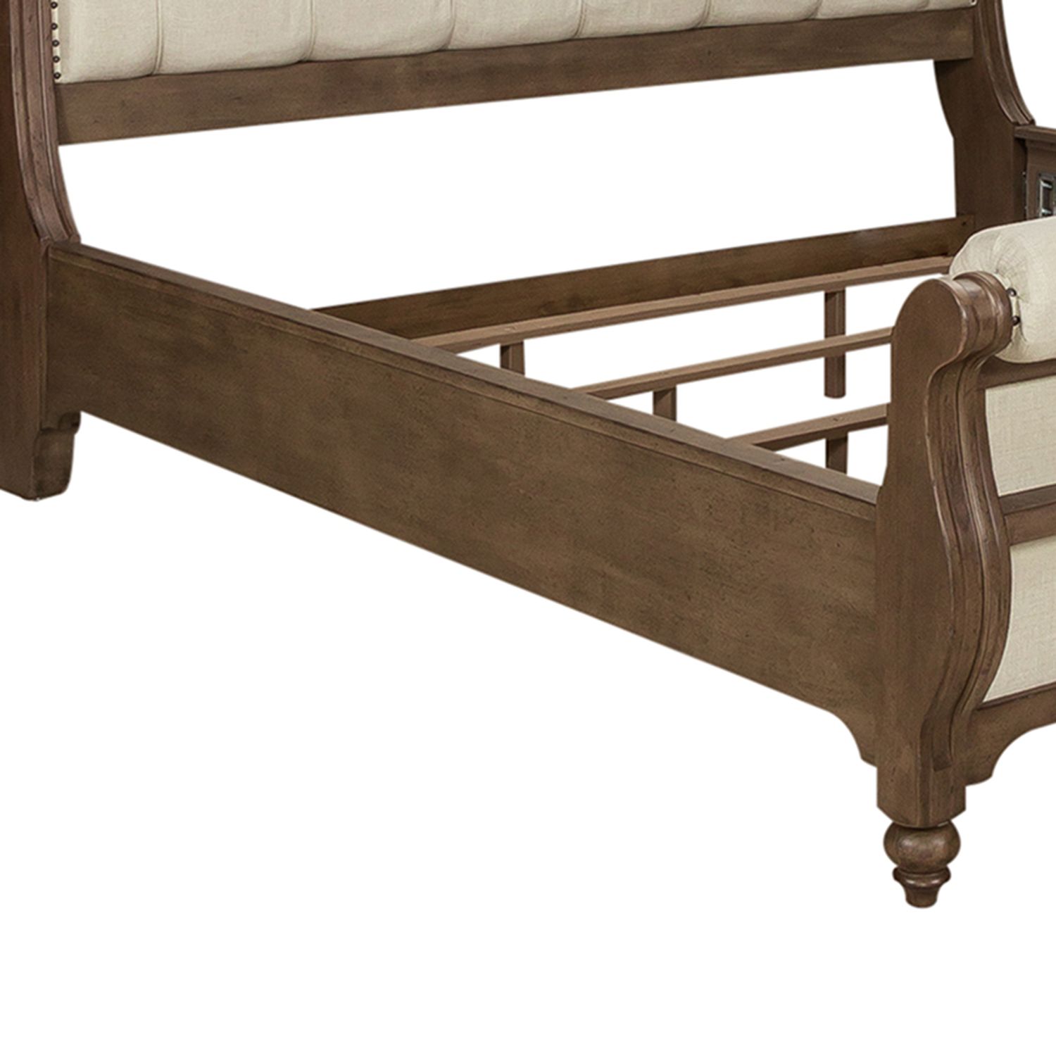 Americana Farmhouse Linen/Wood California King Size Sleigh Bed