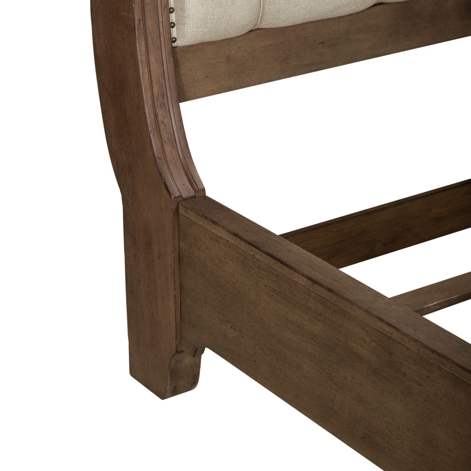 Americana Farmhouse Linen Upholstered Wood Sleigh Bed