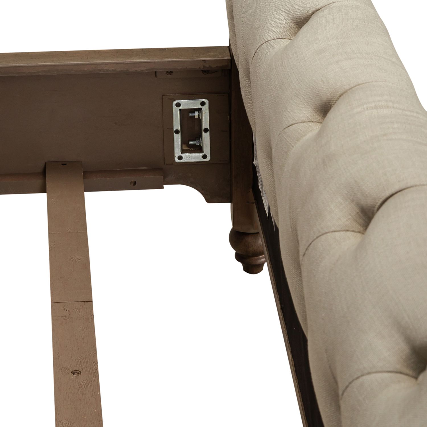 Americana Farmhouse Linen/Wood King Size Sleigh Bed