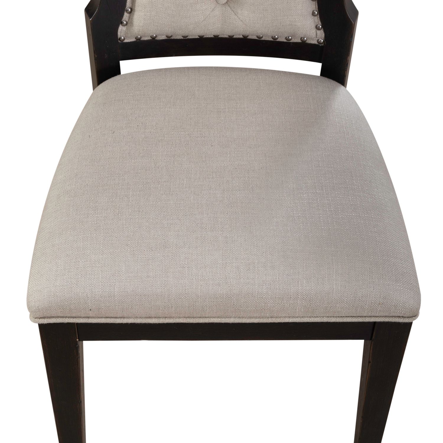 Americana Farmhouse Linen/Wood Tufted Back Side Chair