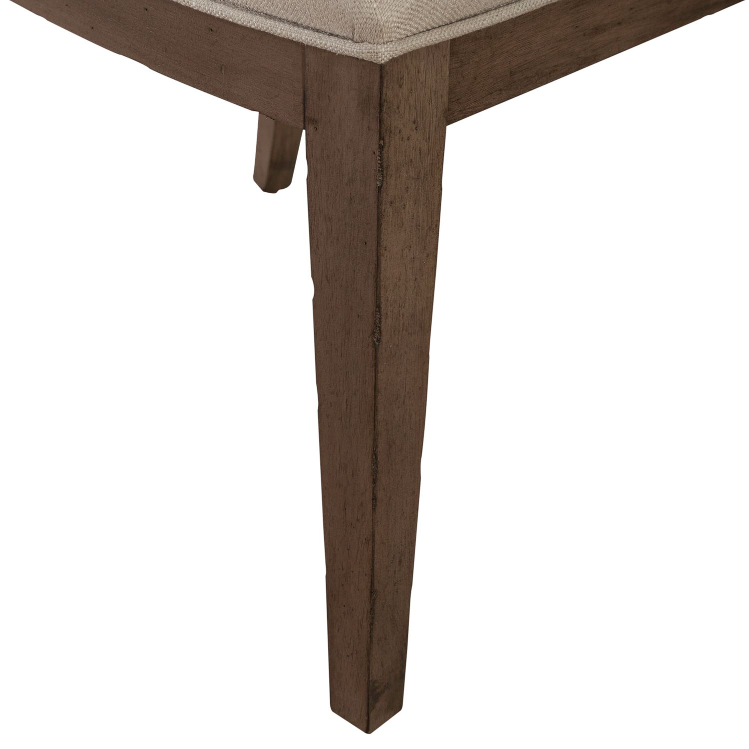 Americana Farmhouse Linen/Wood Tufted Back Side Chair