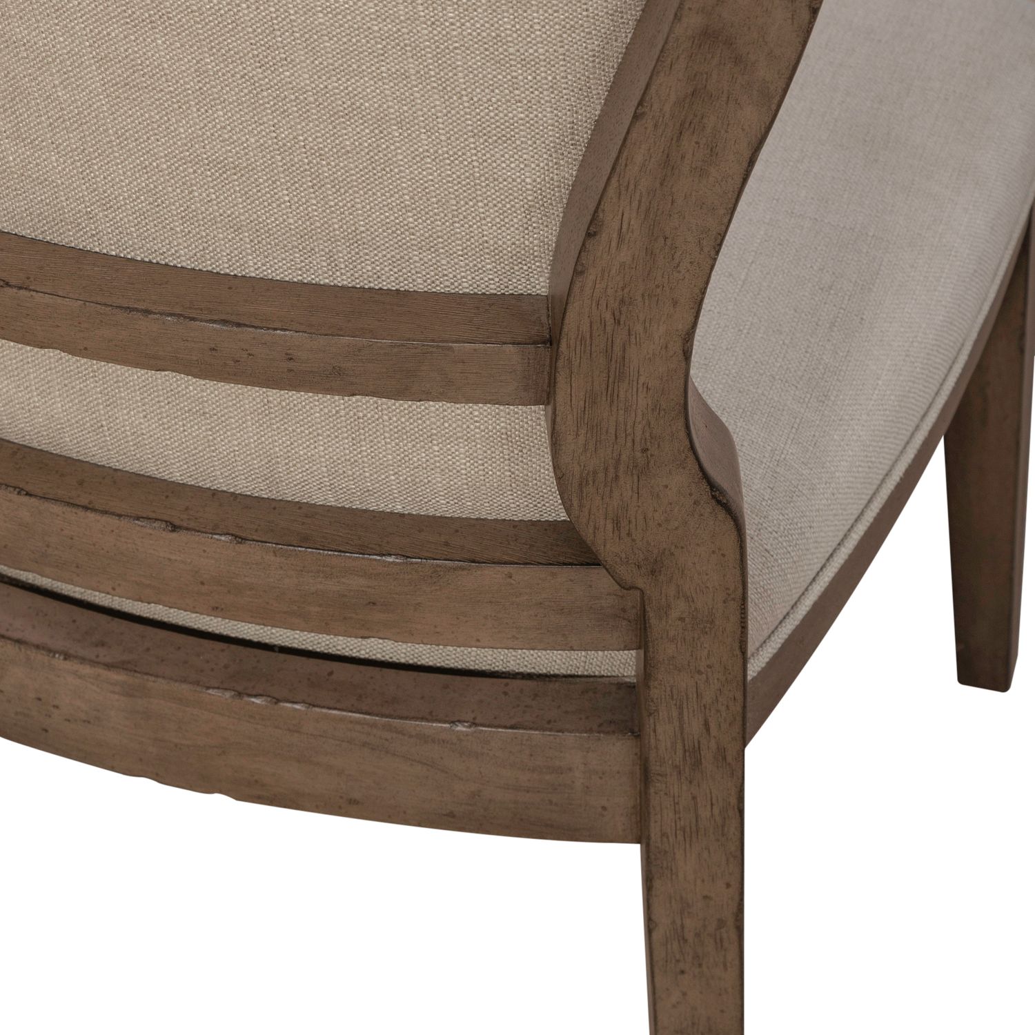 Americana Farmhouse Linen/Wood Tufted Back Side Chair