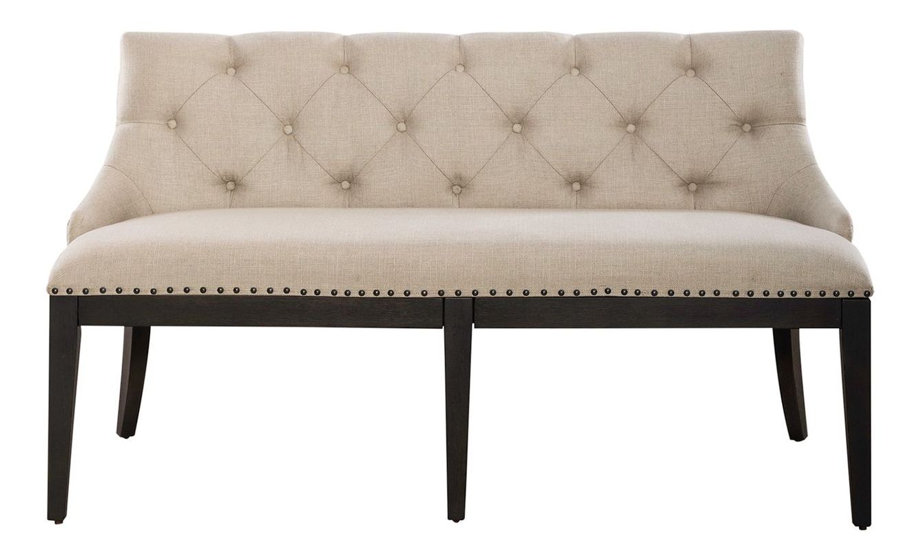 Americana Farmhouse Linen/Wood Shelter Dining Bench