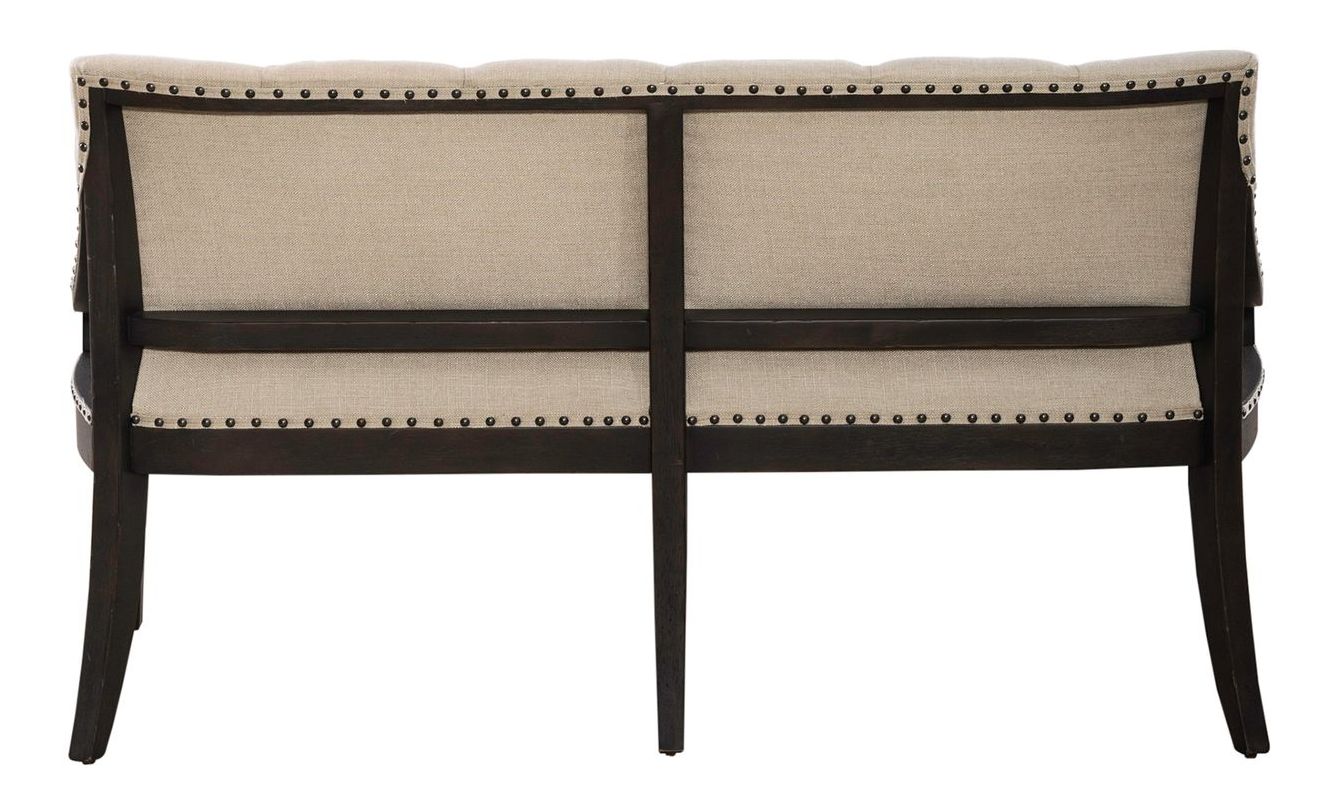 Americana Farmhouse Linen/Wood Shelter Dining Bench