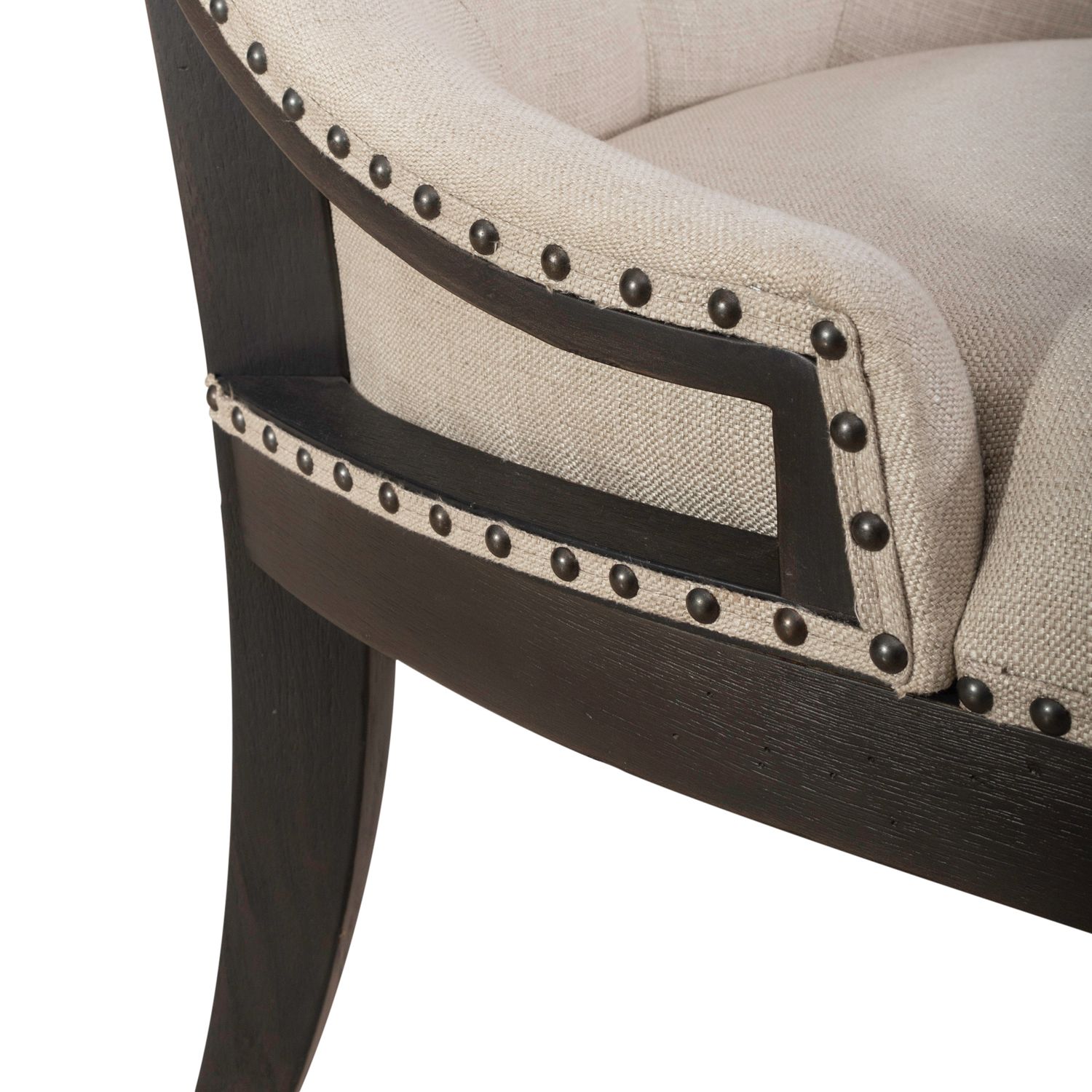 Americana Farmhouse Linen/Wood Shelter Side Chair