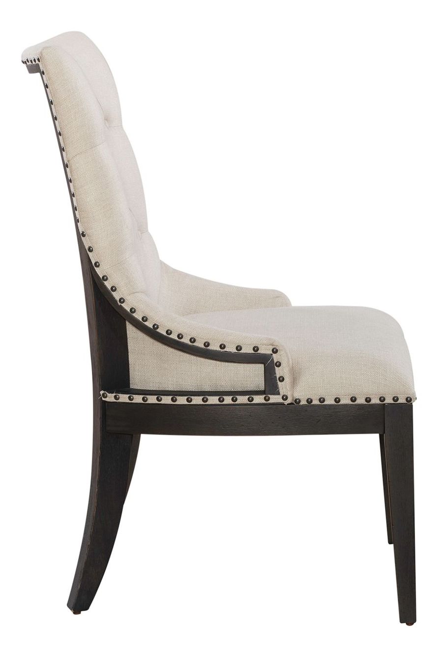 Americana Farmhouse Linen/Wood Shelter Side Chair