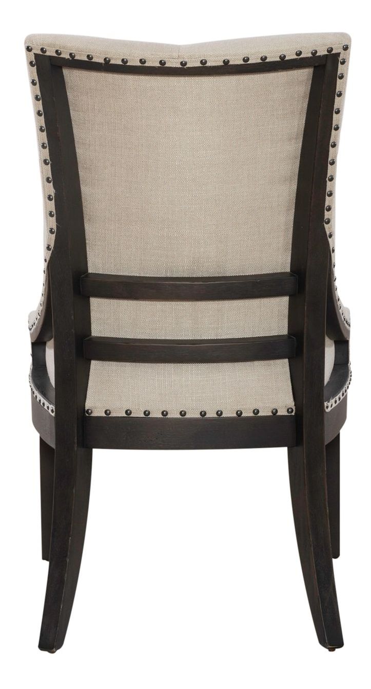Americana Farmhouse Linen/Wood Shelter Side Chair