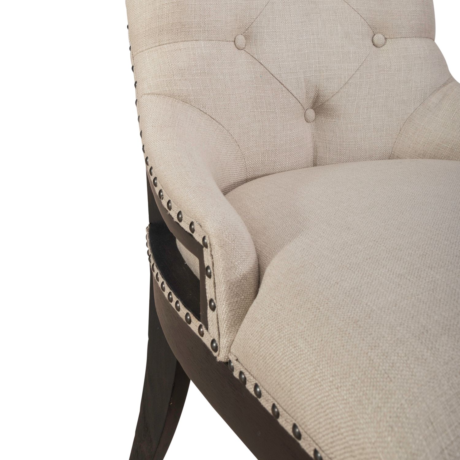 Americana Farmhouse Linen/Wood Shelter Side Chair