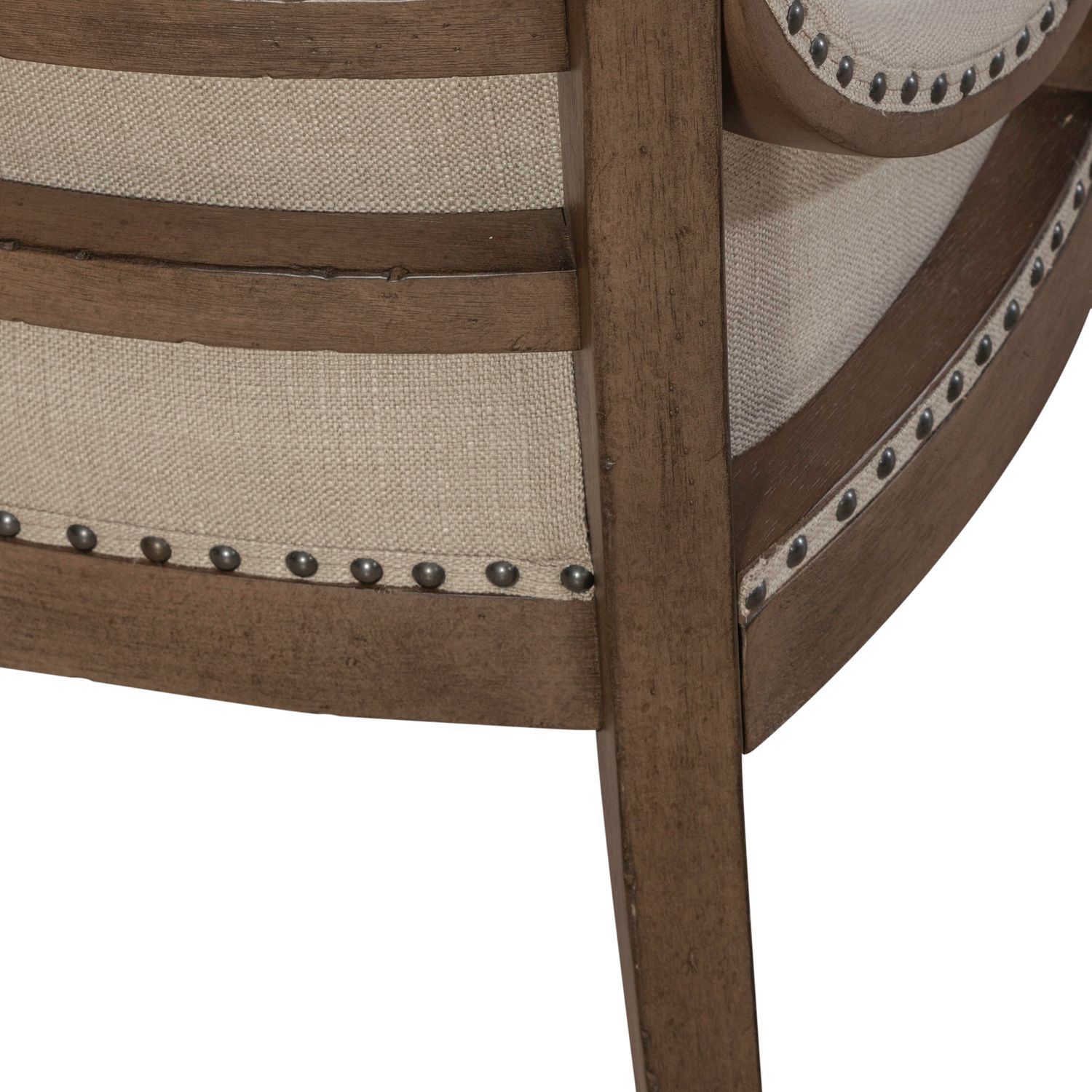 Americana Farmhouse Linen/Wood Shelter Side Chair