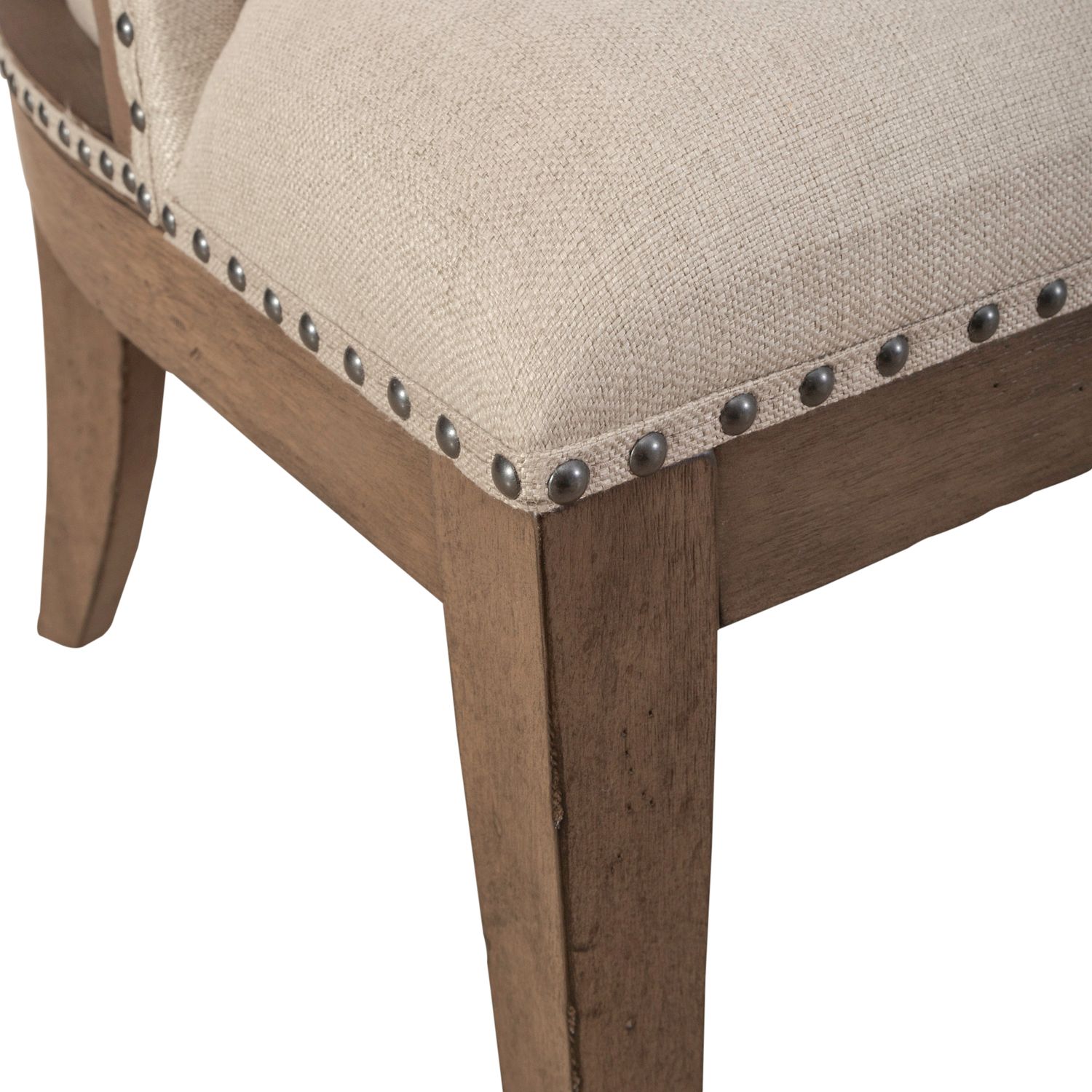Americana Farmhouse Linen/Wood Shelter Side Chair