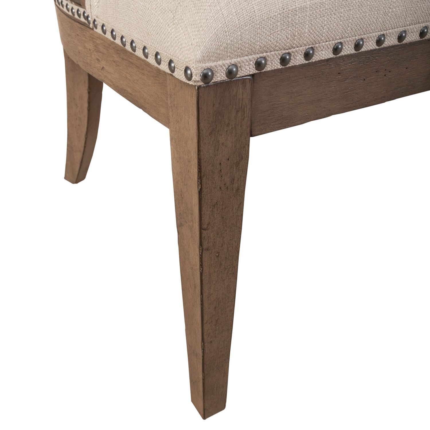 Americana Farmhouse Linen/Wood Shelter Side Chair