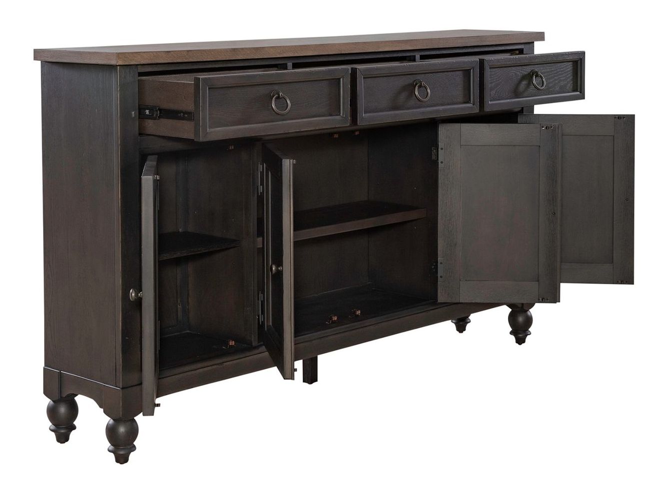 Americana Farmhouse Wood 4-Door 3-Drawer Hall Buffet