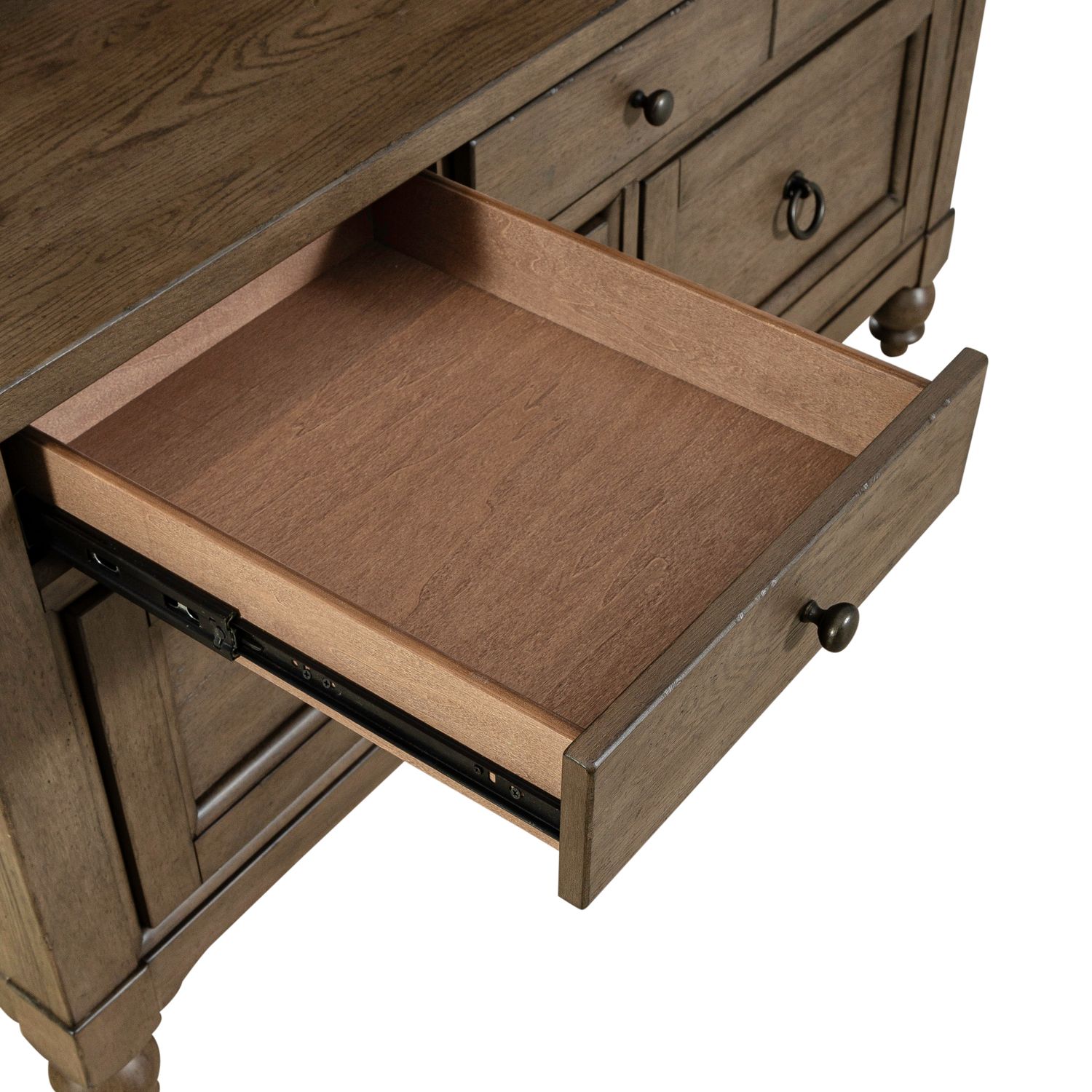 Americana Farmhouse Wood 5-Drawer Credenza & Hutch
