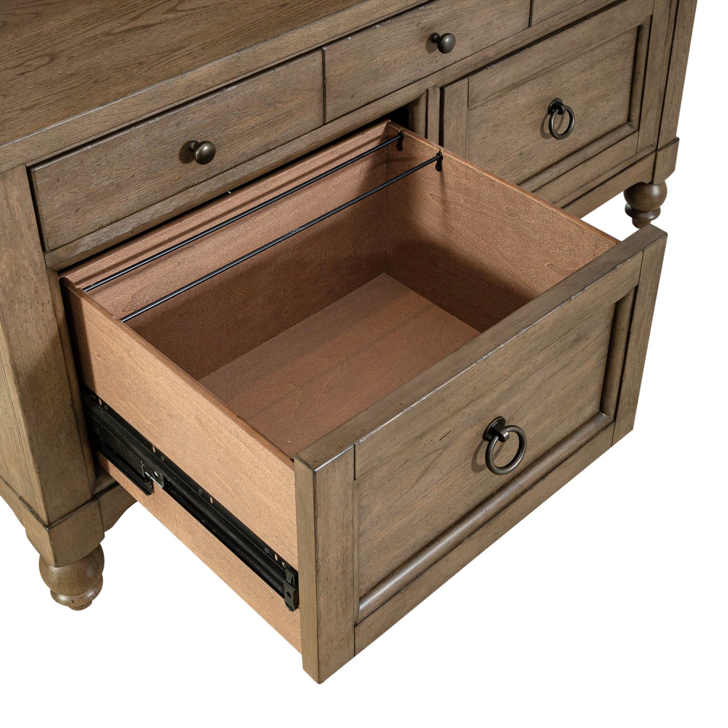 Americana Farmhouse Wood 5-Drawer Credenza & Hutch