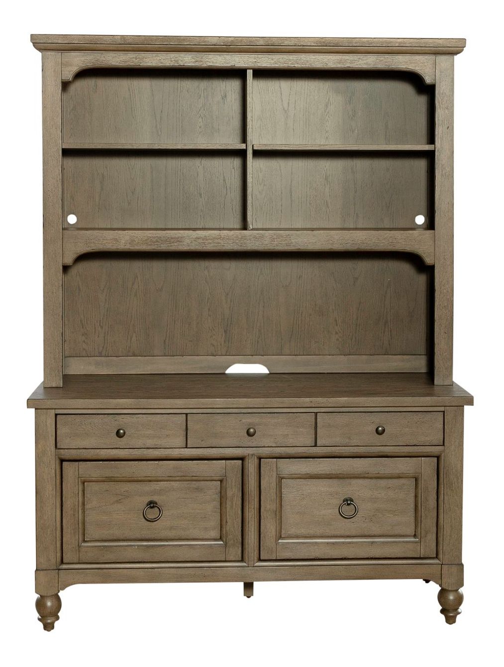 Americana Farmhouse Wood 5-Drawer Credenza & Hutch