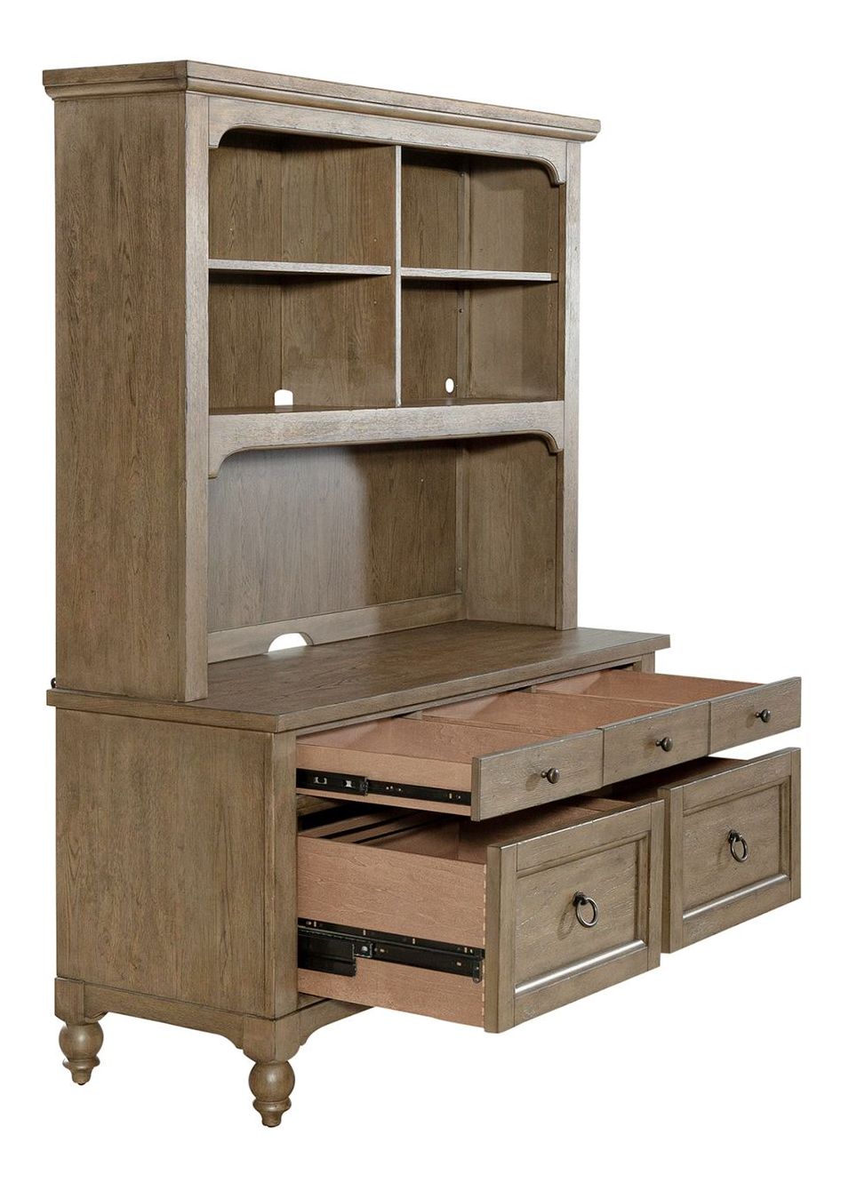 Americana Farmhouse Wood 5-Drawer Credenza & Hutch